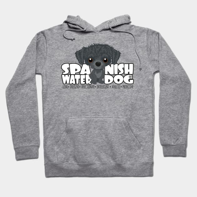 Spanish Water Dog (Silver) - DGBigHead Hoodie by DoggyGraphics